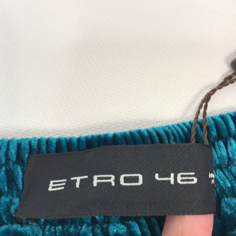 NWT ETRO Greenish teal velvet palazzo trousers - Picture 11 of 14